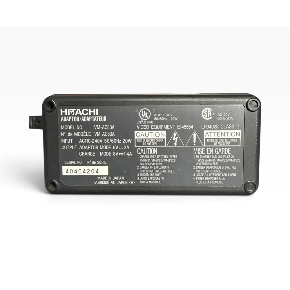 Hitachi VM-AC83A Charger AC Adapter